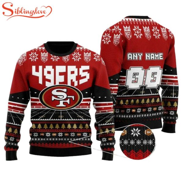 Custom Name Number Nfl San Francisco 49Ers Rugby Ugly Christmas Sweater