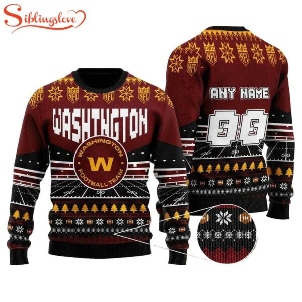 Custom Name Number Nfl Washington Football Team Rugby Ugly Christmas Sweater