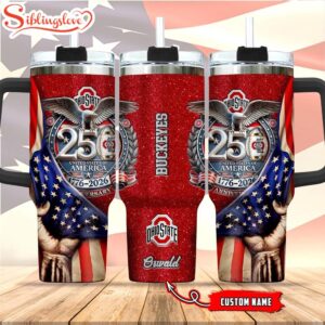 Custom Name Ohio State Buckeyes 250 United States Of America 1776-2026 Tumbler 40Oz