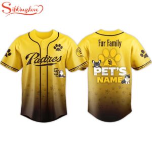 Custom Name Padres 2026 Fur Family Pet Baseball Jersey Shirt