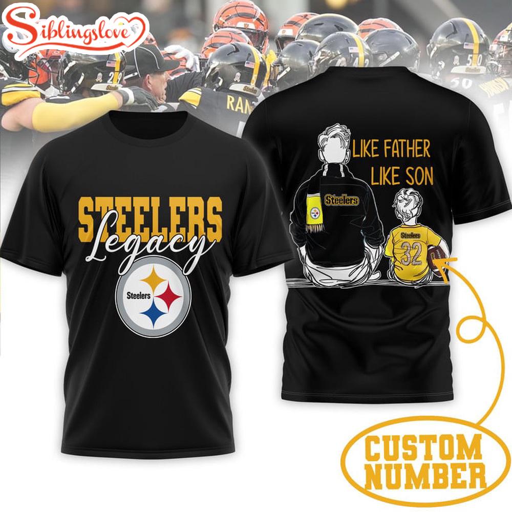 Custom Name Pittsburgh Steelers NFL Legacy Father Day 3D T-Shirt For Fans 1 Custom Name Pittsburgh Steelers NFL Legacy Father Day 3D T-Shirt For Fans