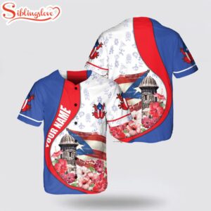 Custom Name Puerto Rico Flag Baseball Jersey Shirts