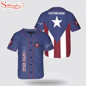 Custom Name Puerto Rico Flag Estado Libre Asociado Baseball Jersey Shirt