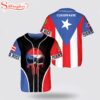 Custom Name Puerto Rico Skull And Flag Baseball Jersey Shirt