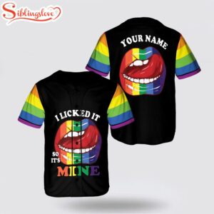 Custom Name Rainbow Lips LGBT Flag Baseball Jersey Shirt