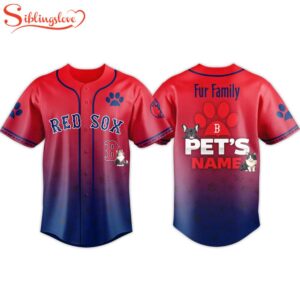 Custom Name Red Sox 2026 Fur Family Pet Baseball Jersey Shirt