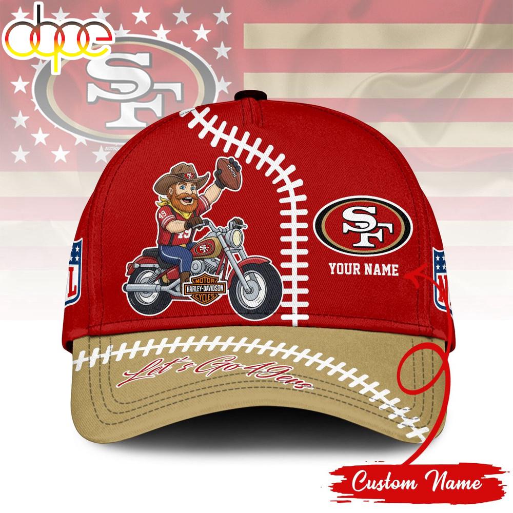 Custom Name San Francisco 49ers NFL Harley Davidson 3D Baseball Cap 1 Custom Name San Francisco 49ers NFL Harley Davidson 3D Baseball Cap