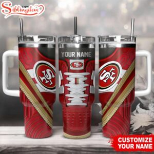 Custom Name San Francisco 49ers Sneaker NFL Tumbler 40Oz Handle