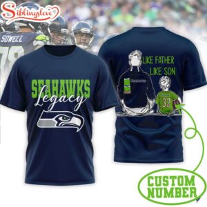 Custom Name Seattle Seahawks NFL Legacy Father Day 3D T-Shirt For Fans
