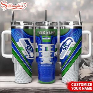 Custom Name Seattle Seahawks Sneaker NFL Tumbler 40Oz Handle