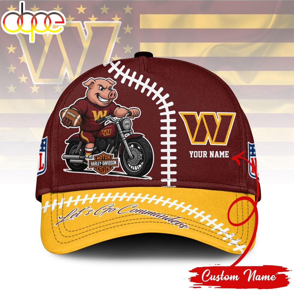 Custom Name Washington Commanders NFL Harley Davidson 3D Baseball Cap 1 Custom Name Washington Commanders NFL Harley Davidson 3D Baseball Cap