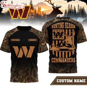 Custom Name Washington Commanders NFL Hunting Season 3D Shirt