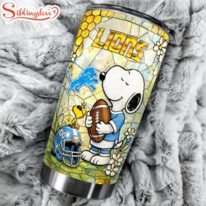 Custom Number Detroit Lions NFL Snoopy Pride Tumbler For Fans