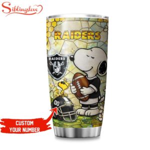 Custom Number Las Vegas Raiders NFL Snoopy Pride Tumbler For Fans