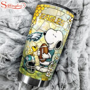 Custom Number Philadelphia Eagles NFL Snoopy Pride Tumbler For Fans