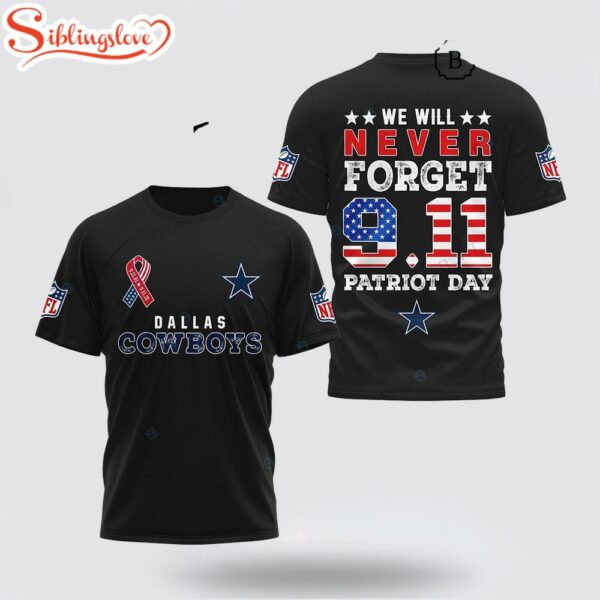 Dallas Cowboys NFL We Will Never Forget 9.11 Patriot Day All Over Print T-Shirt