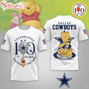 Dallas Cowboys NFL Winnie The Pooh 100th Anniversary 3D Shirt For Fans