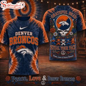 Denver Broncos NFL Peace Love Greateful 3D T-Shirt