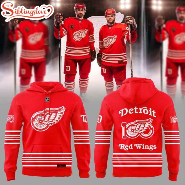 Detroi Red Wings Celebration 100 Years Of Hockeytown All Over Print Hoodie Shirt