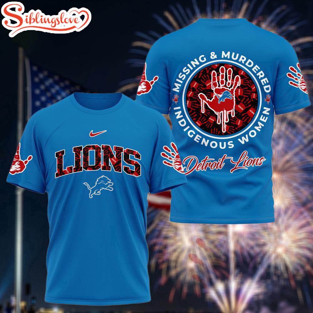 Detroit Lions Missing & Murdered Indigenous Women Awareness 3D T-Shirt 1 Detroit Lions Missing & Murdered Indigenous Women Awareness 3D T-Shirt