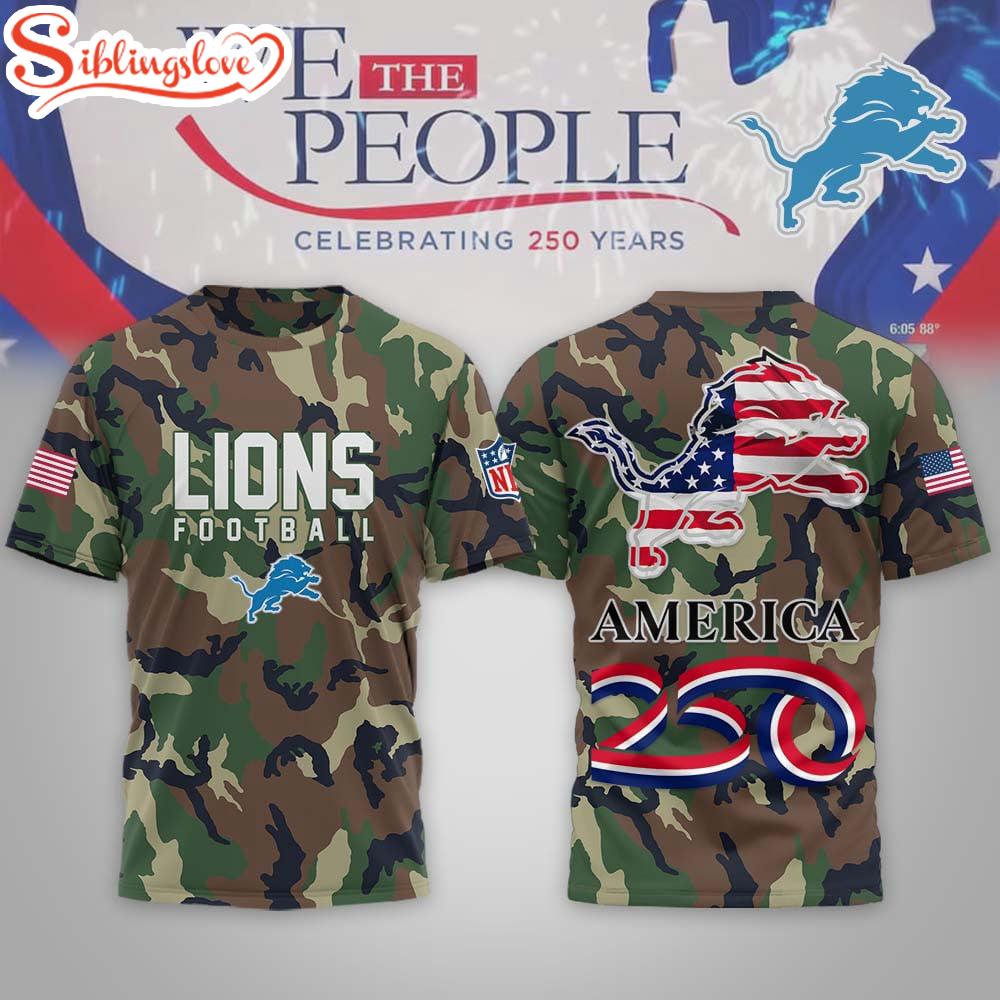 Detroit Lions NFL 250 Years of America Camo 3D T-Shirt 1 Detroit Lions NFL 250 Years of America Camo 3D T-Shirt