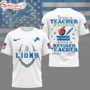 Detroit Lions NFL Teacher Honor 3D T-Shirt