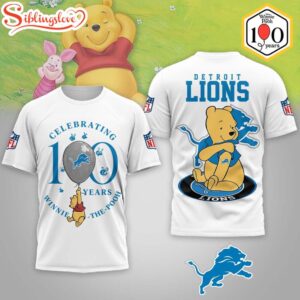 Detroit Lions NFL Winnie The Pooh 100th Anniversary 3D Shirt For Fans