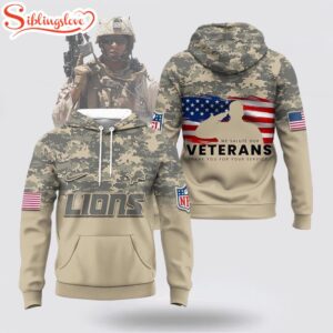 Detroit Lions We Salute Our Veteran Thank You For Your Service 3D Shirt