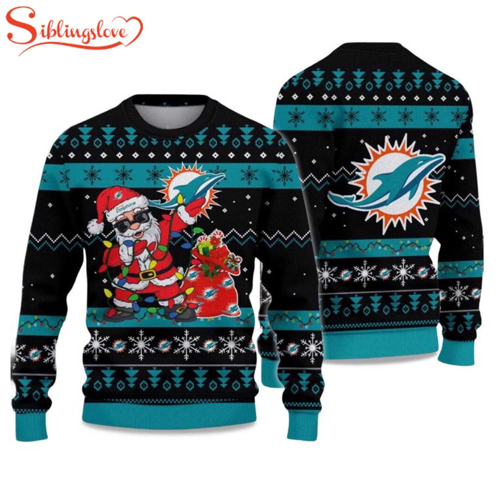 Dolphins Santa Claus Ugly Christmas Sweater Dolphins Santa Claus Ugly Christmas Sweater