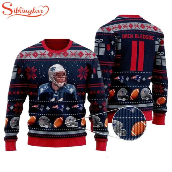 Drew Bledsoe 11 New England Patriots Ugly Christmas Sweater