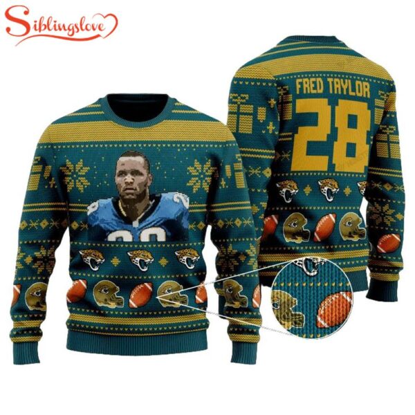 Fred Taylor 28 Jacksonville Jaguars Nfl Ugly Christmas Sweater