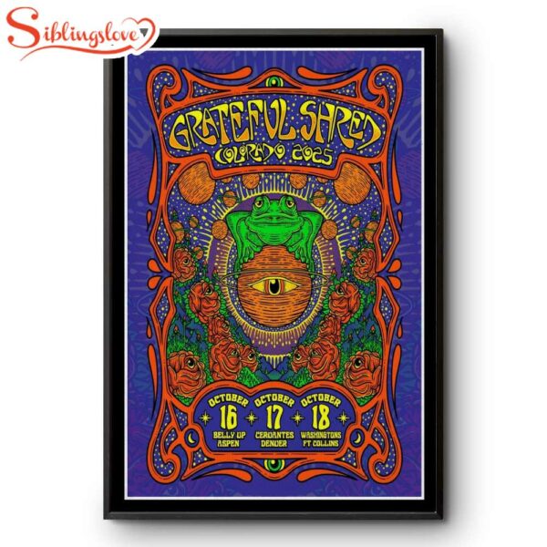 Grateful Shred Oct 16-17-18 2025 Colorado Tour Poster Canvas Wall Art
