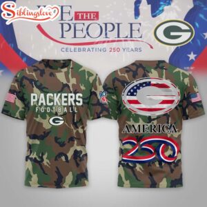 Green Bay Packers NFL 250 Years of America Camo 3D T-Shirt