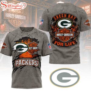 Green Bay Packers NFL Harley Davidson For Life 3D T-Shirt