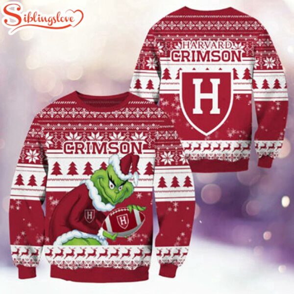 Harvard Crimson NCAA Grinch Ugly Christmas Sweater