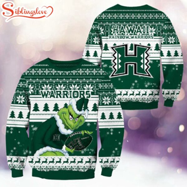 Hawaii Rainbow Warriors NCAA Grinch Ugly Christmas Sweater