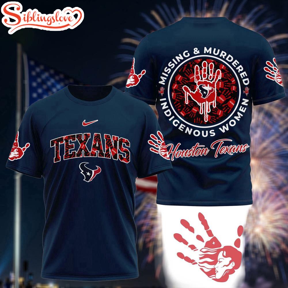 Houston Texans Missing & Murdered Indigenous Women Awareness 3D T-Shirt 1 Houston Texans Missing & Murdered Indigenous Women Awareness 3D T-Shirt