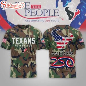 Houston Texans NFL 250 Years of America Camo 3D T-Shirt