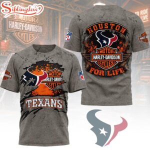 Houston Texans NFL Harley Davidson For Life 3D T-Shirt