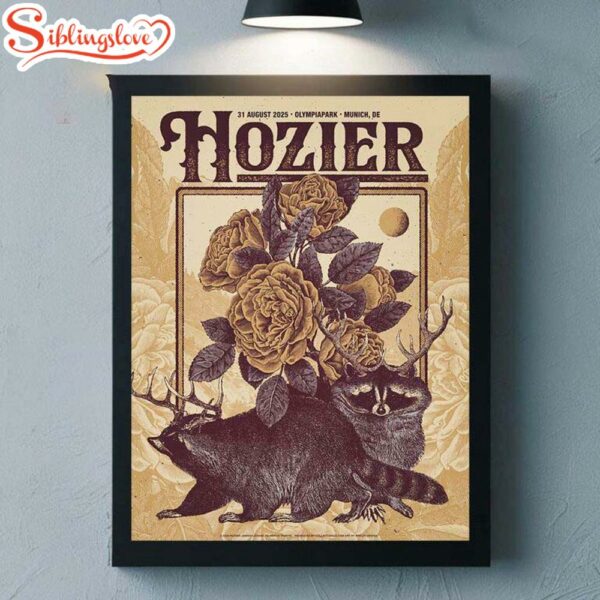 Hozier Unreal Unearth Tour 2025 Munich Germany Merch At Olympiapark On August 31 2025 Poster Canvas
