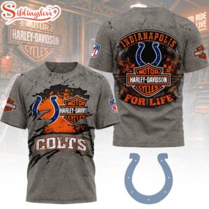 Indianapolis Colts NFL Harley Davidson For Life 3D T-Shirt