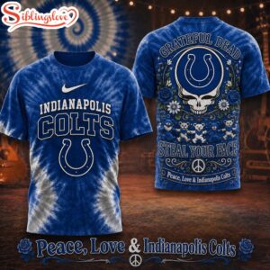 Indianapolis Colts NFL Peace Love Greateful 3D T-Shirt