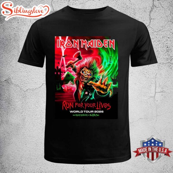 Iron Maiden Run For Your Lives World Tour 2026 Eddie With An Axe Unisex T-Shirt
