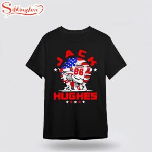 Jack Hughes New Jersey Devils USA Flag Unisex T-Shirt