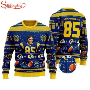 Jackson Youngblood 85 Los Angeles Rams Ugly Christmas Sweater