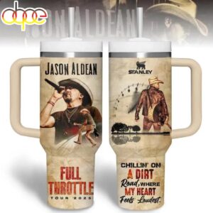 Jason Ald ean Full Throttle Tour Tumbler 40Oz With Handle For Fans