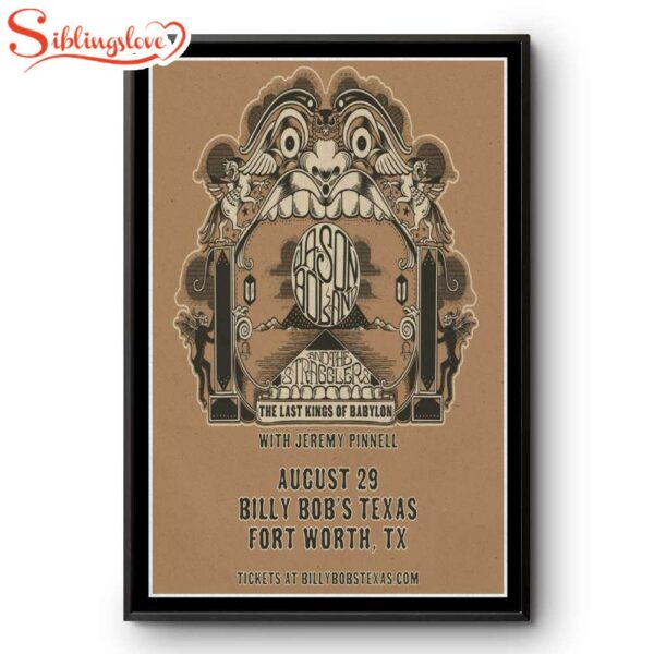Jason Boland & The Stragglers Billy Bob’s Fort Worth, TX Aug 29 2025 Tour Poster Canvas Wall Art