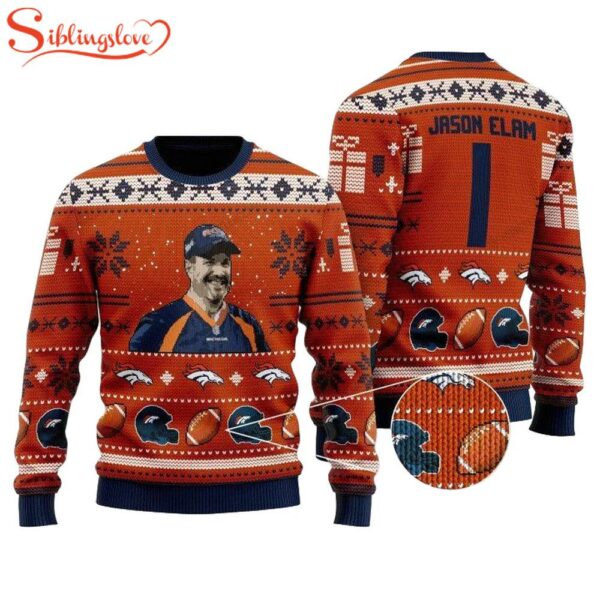 Jason Elam 1 Denver Broncos Ugly Christmas Sweater