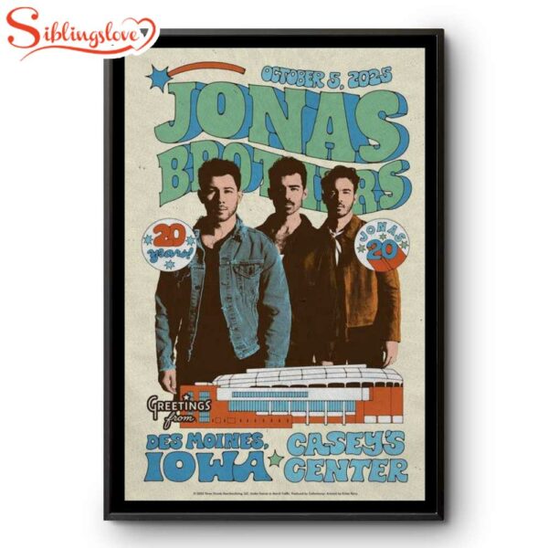 Jonas Brothers Tour Des Moines, IA, USA 2025 Poster Canvas For Fans