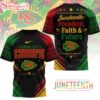Kansas City Chiefs NFL Juneteeth Freedom Faith And Future 3D T-Shirt